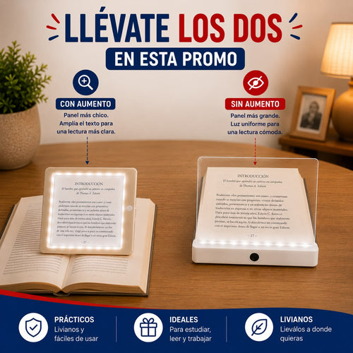 Combo panel de lectura (lupa) 🔍+ panel de lectura led sin aumento 📚✨